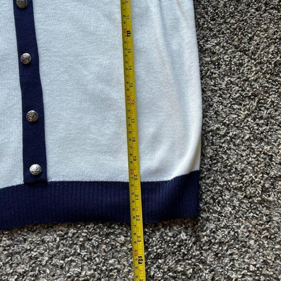 Vintage 80s Andrea Gayle Cardigan Sweater Women Small Blue Embroidered Crest - Picture 6 of 7